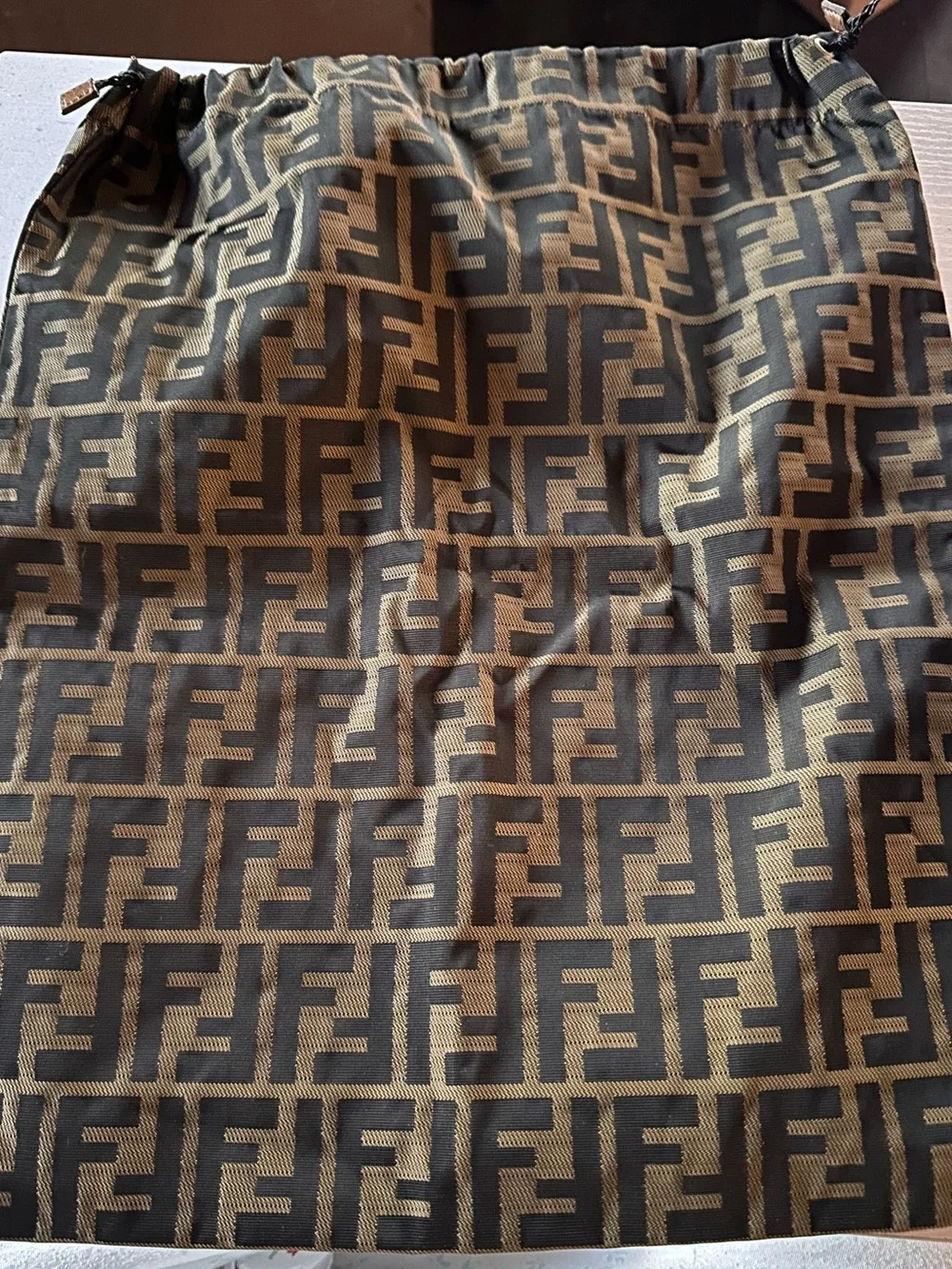 Authentic Fendi pouch Zucca drawstring pouch nylon canvas khaki black FENDI FF